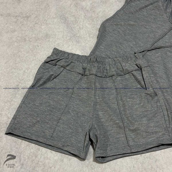 ست کراپ کلاه دار و شورتک مغزی دوزی شده