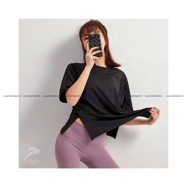 تیشرت لانگ پارچه تنفسی بغل چاکدار گرم بالا