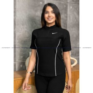 تیشرت نیم زیپ مغزی دوزی شده نایکی